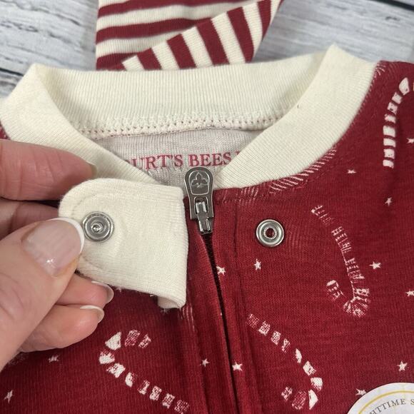 Burt's Bees Baby One Piece PJ Outfit size 3-6M Christmas Relaxed Fit Candy Canes - Picture 11 of 11